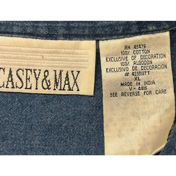 Vintage Denim Casey & Max Christmas Shirt Womens Size XL EMBROIDERED Fast Ship - Picture 11 of 13